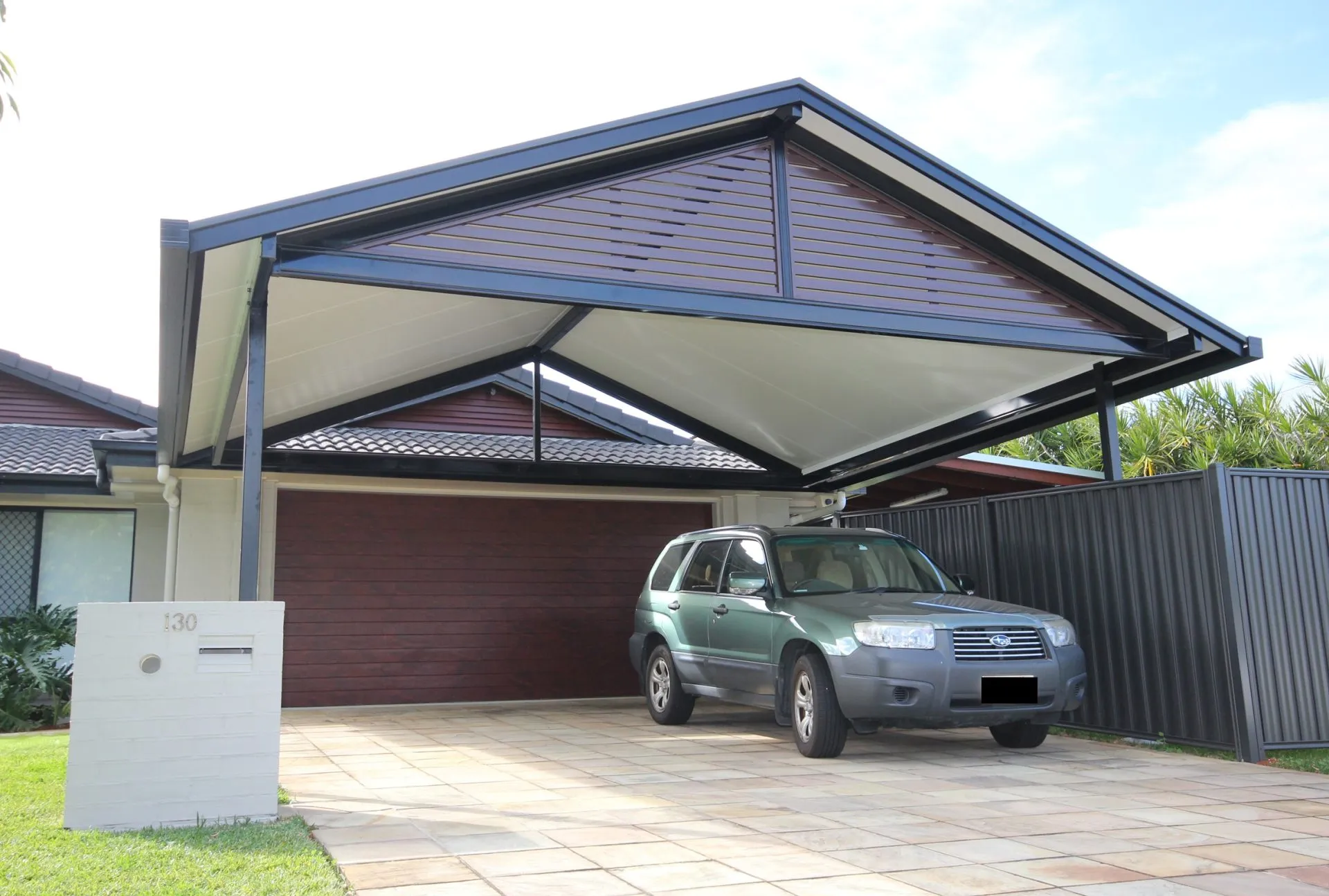 Gable roof carport over a driveway in Thornlands